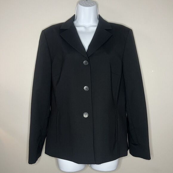 Pendleton Wool Blend Solid Black Blazer With Pockets Size 10 - Picture 1 of 6